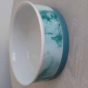 Bone Dry Ceramica NON SKID Marble Design Dog / Cat Bowl In Teal
